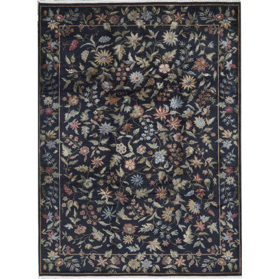 Tapis noir de haute qualité noué à la main