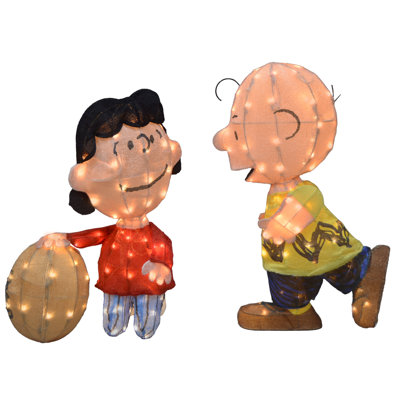 Peanuts 32in Peanuts 3D PreLit LED Yard Art Lucy w Football and Charlie Brown