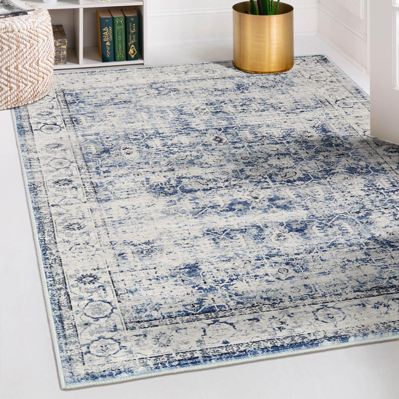 Kiner Vintage Machine Washable Area Rugs Perfect for Living Room, Dining Room, Bedroom, Rectangle 5' x 7'