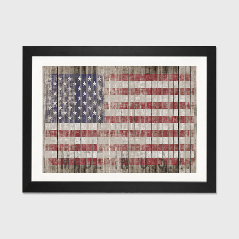 «American Flag I», impression, H 16 po x l 24 po x P 1 po, Papier encadré noir