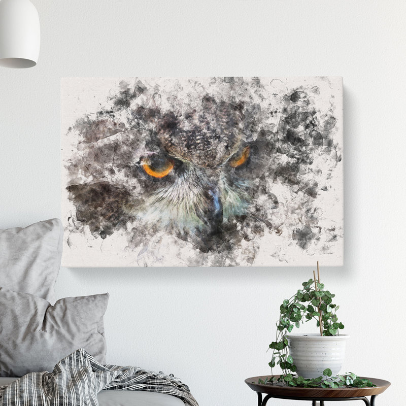 A Great Horned Owl - Wrapped Canvas, 50cm H x 76cm W x 3cm D
