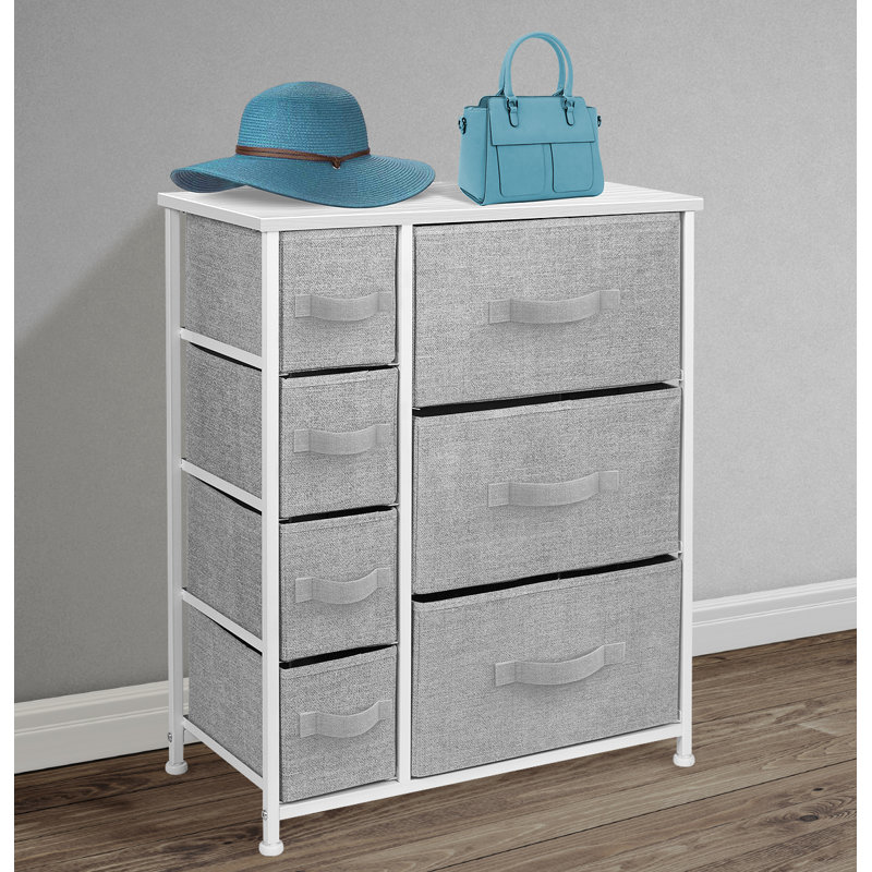 Sorbus River Layne White 7-Drawer Kids Dresser with Steel Frame
