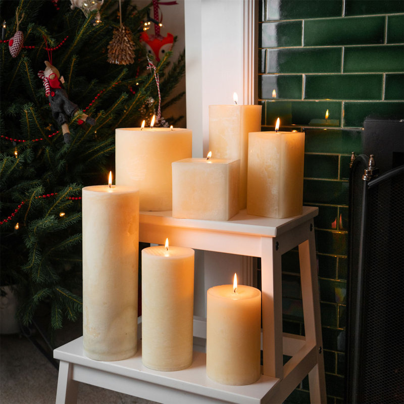 Nicola Spring - Square Vanilla Pillar Candle, 20cm H x 7.5cm W x 7.5cm D