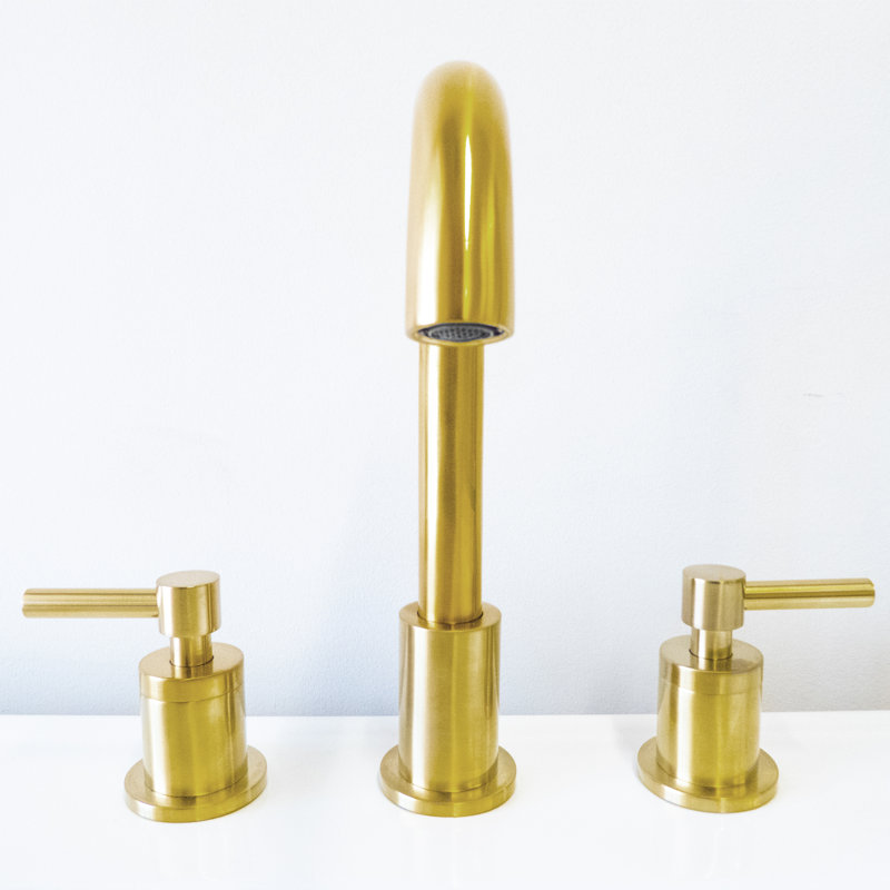 Robinet de salle de bain à large entraxe avec bonde, Doré