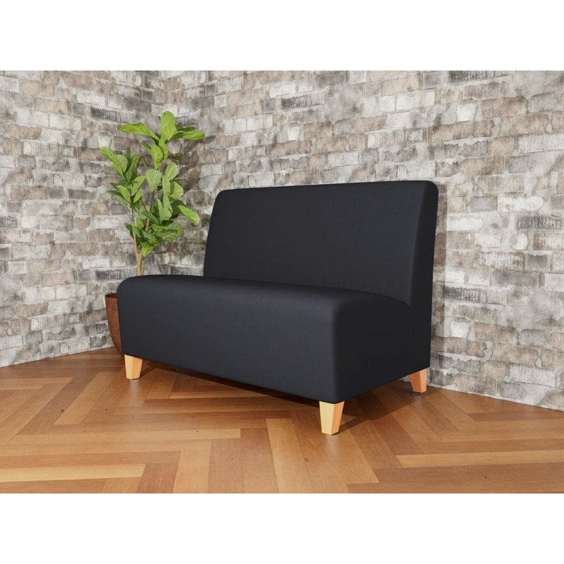 Causeuse sans accoudoirs Ravenna, Noir Patriot Plus, Bois naturel