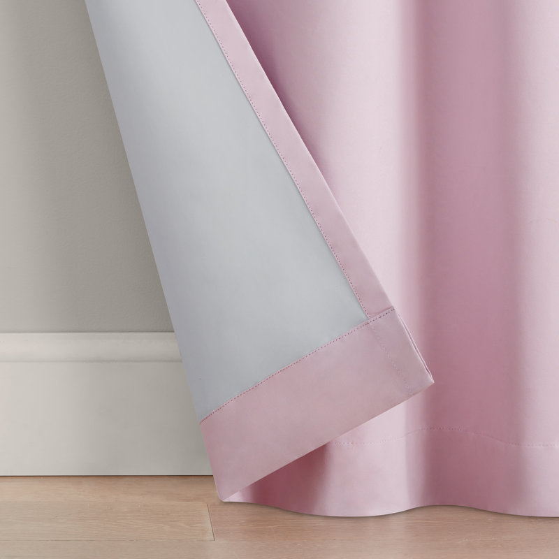 Pink Polyester Kids Blackout Curtain Panel with Bow Tie Valance