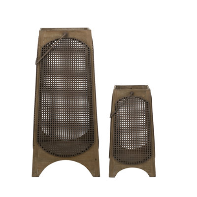 Lanternes S / 2 avec pieds arqués et motif en filet