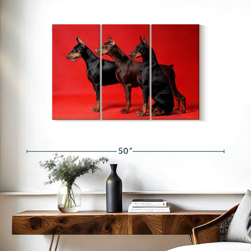 Brampt Doberman Trio, 24" H x 38" W
