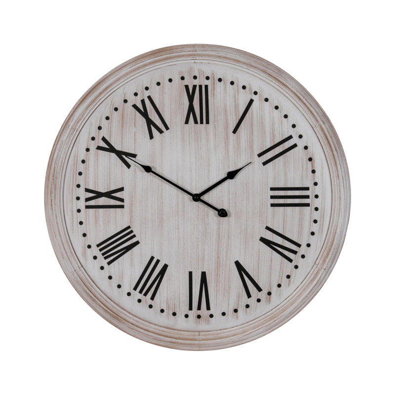 White Wash Clock With Black Numerals
