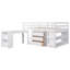 Lit mezzanine double bas avec cabinet, tablettes et bureau portatif à roulettes, lit multifonctionnel-611202892