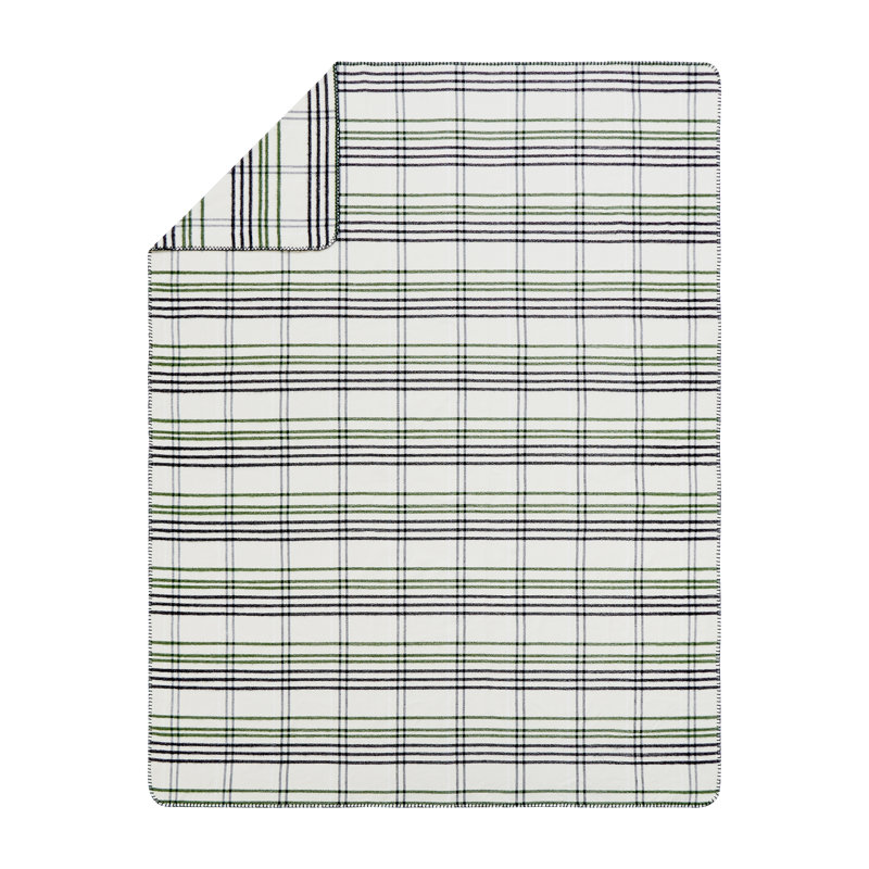 Cream and Gray Plaid Ultra Soft Wool Throw Blanket