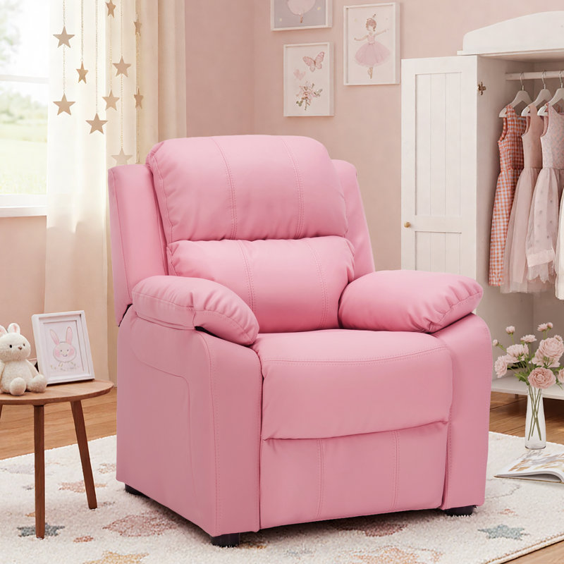Fauteuil inclinable pour enfant de 14,2 po avec repose-pieds pliable Alexzia, Rose