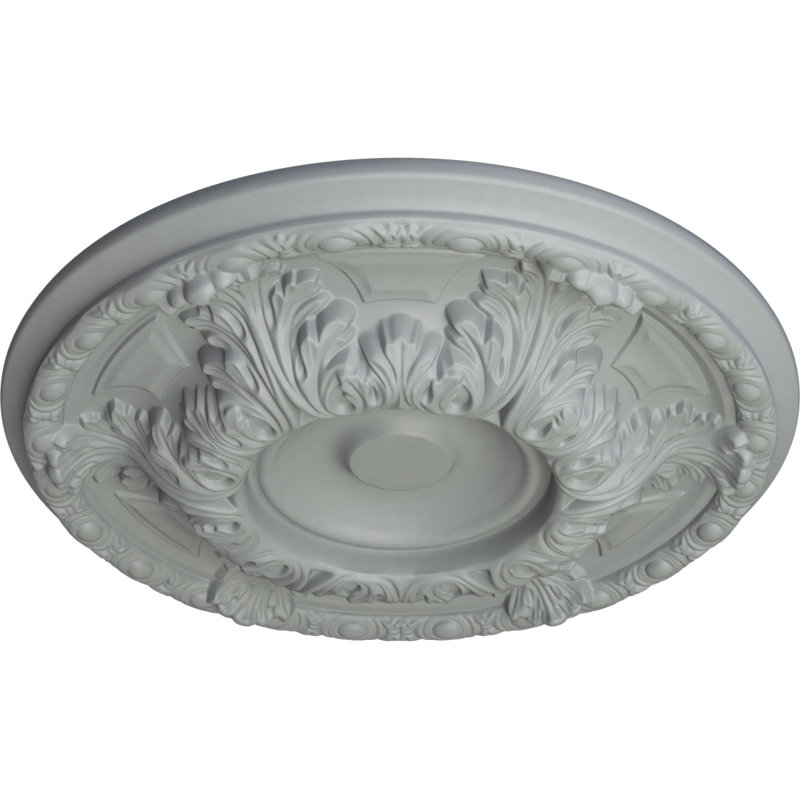 Endurathane Raymond Ceiling Medallion, 18 1/8"OD 3 5/8"ID x 1 1/8"P (Fits Canopies up to 5 1/8"), Hand-Painted Pearl White Finish