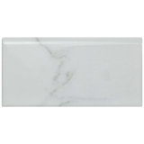 Classico Carrara 6" x 3" Glossy Ceramic Bullnose Tile Trim in White/Gray