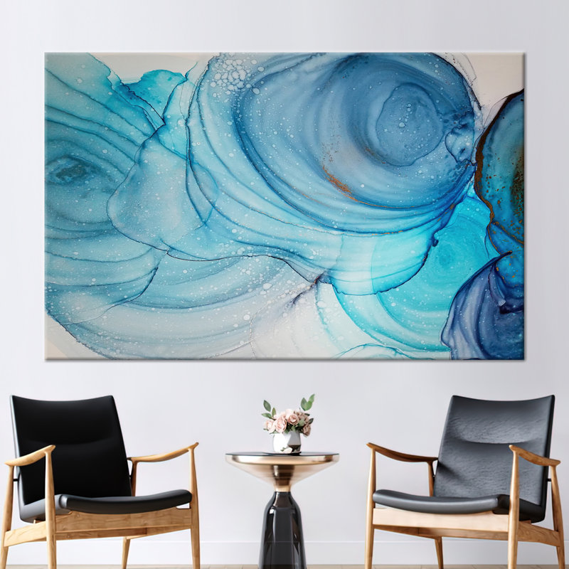 Art mural moderne en marbre abstrait, Toile tendue sur cadre, H 39 po x l 93 po, Ne s’applique pas