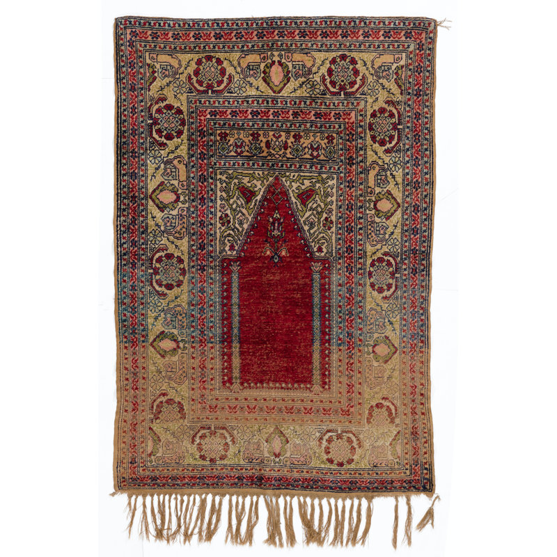 Tapis turc antique en soie, vers 1900.
