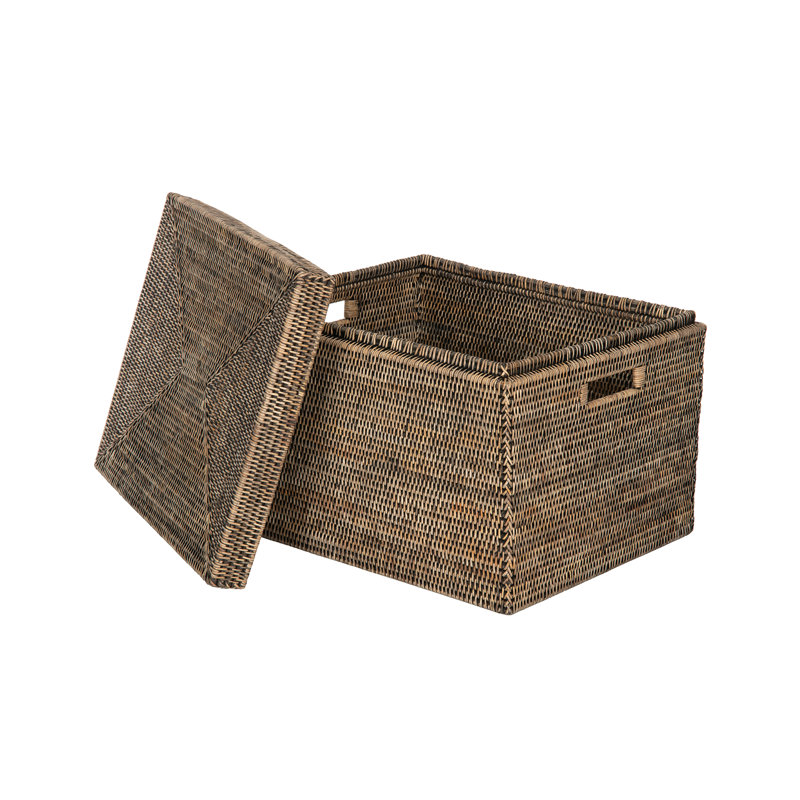 Panier en rotin Everard, Enduit noir
