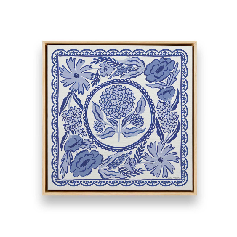 «Bleu Reverie VI» par Laura Marshall, reproduction d'art sur toile, H 12 po x l 12 po, Cadre flottant, Érable