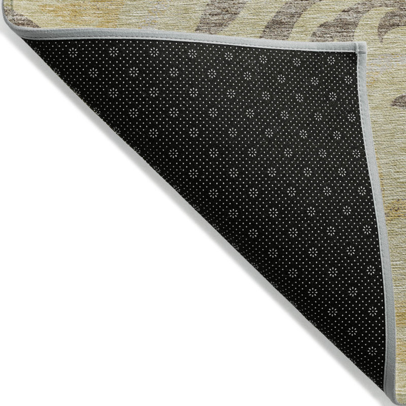 Tapis extérieur lavable floral beige et taupe 3 pi x 5 pi