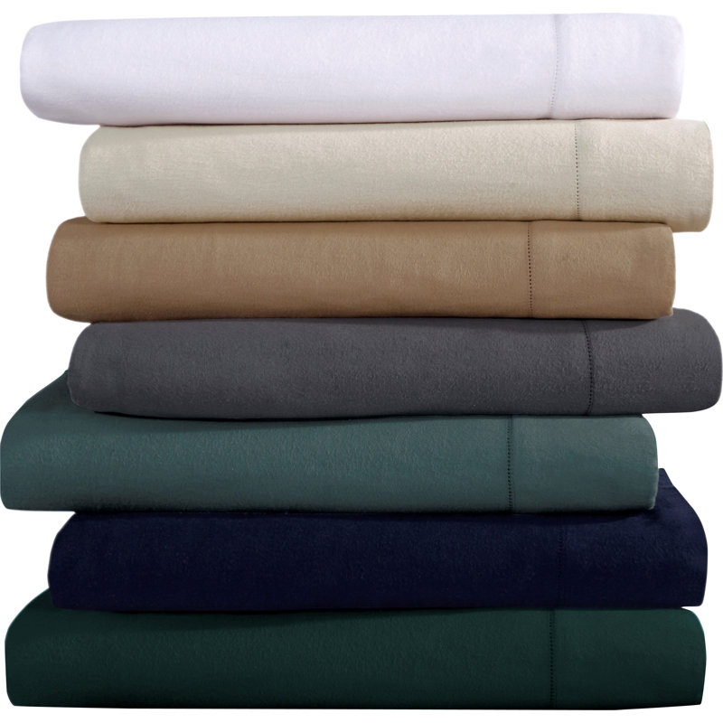 Flannel 100% Cotton Sheet Set, Teal, Full Sheet Set + Fitted Sheet + 2 Pillowcases