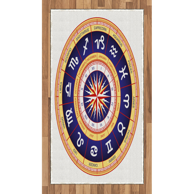 Astrology High Density Long Fiber Poly Threads Decorative Area Rug Carpet, Rectangle 2'7" x 5'