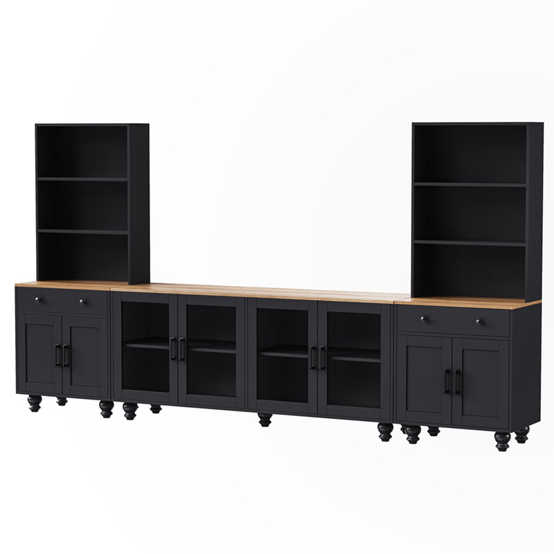 Media Console with Gourd-Shaped Legs, Black