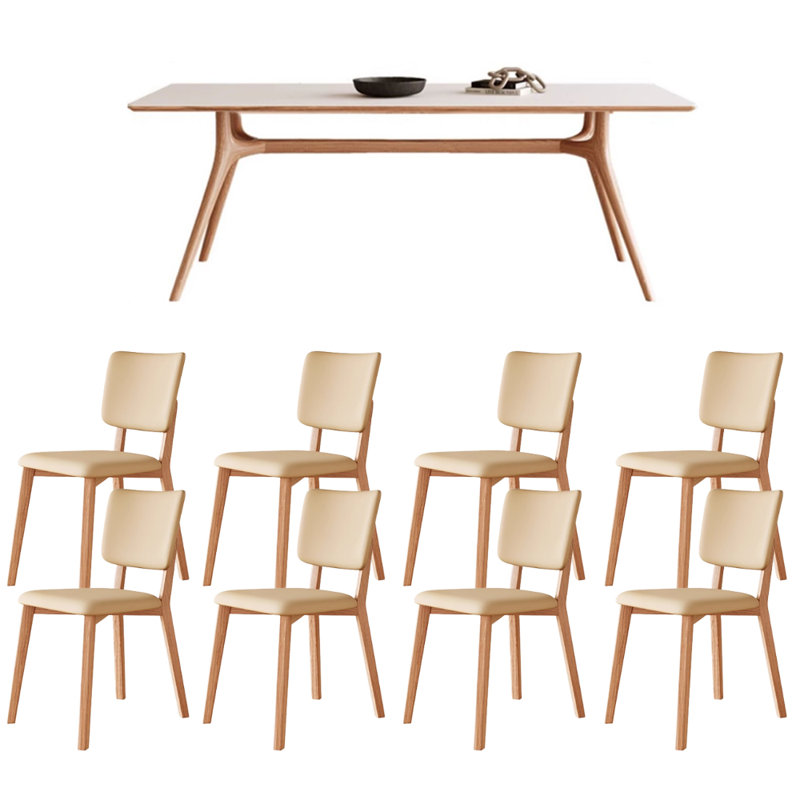 Table de salle à manger moderne et simple en bois de frêne durable, H 29,52 po x L 78,74 po x l 35,43 po