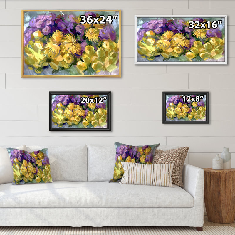«Still Life Bouquet Flowers III», reproduction sur toile, H 24 po x l 36 po x P 1 po, Cadre flottant blanc