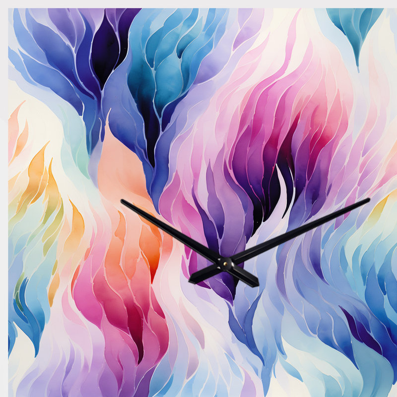 Ikat Mirage coloré coloré - horloge murale asymétrique abstraite, impression de forme unique moderne, Petit