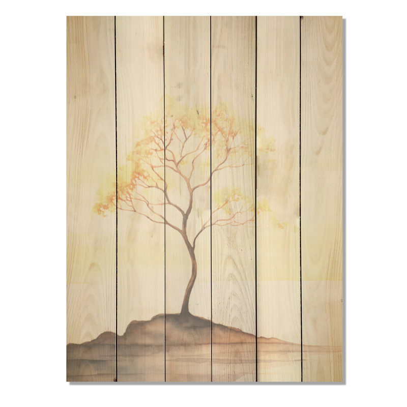 «Beige», silhouette du désert, beauté de la solitude - Minimalisme, art mural sur bois de pin naturel, H 20 po x l 10 po
