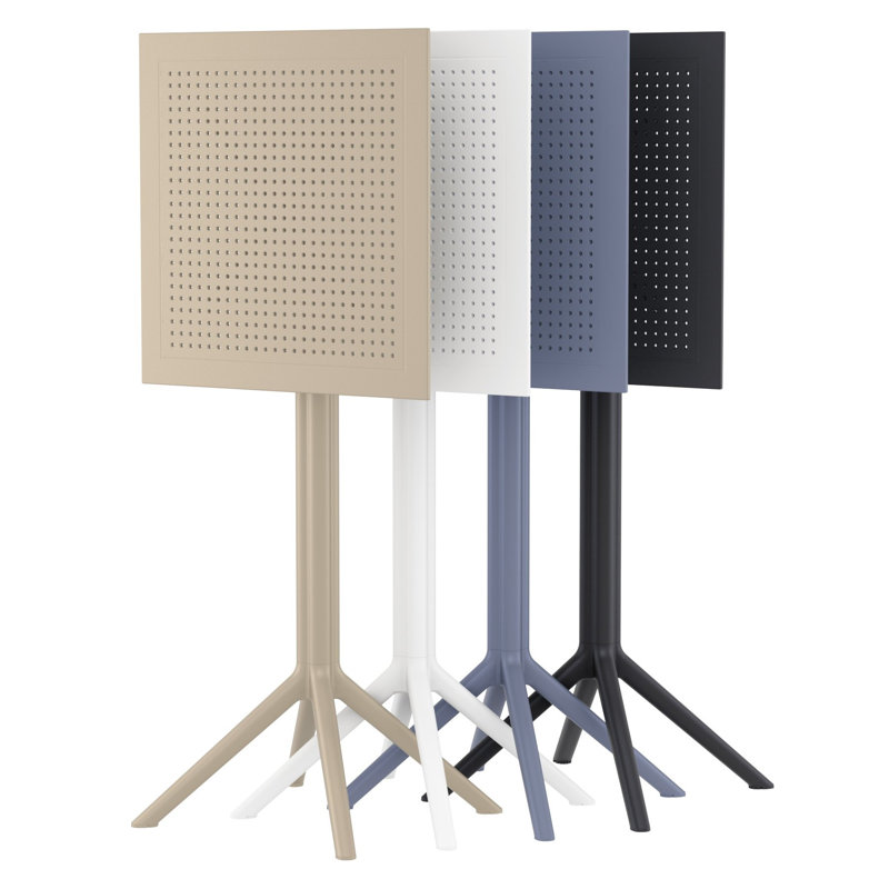 Table de bar d'extérieur pliable en résine 23,6 po Farrah, Gris foncé