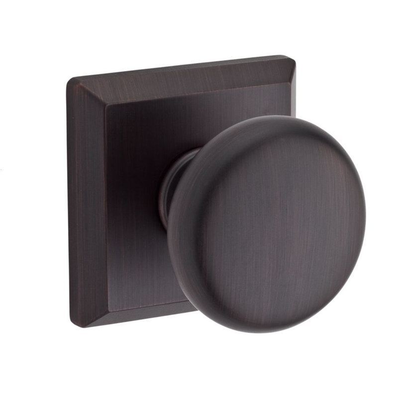 Round Double Dummy Door Knob with Traditional Square Rose, Venetian Bronze