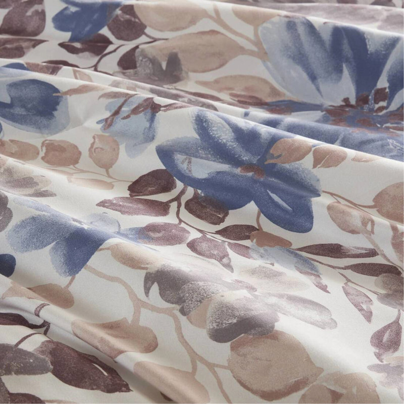 Édredon à motif floral bleu pour grand lit, microfibre brossée douce, aquarelle, pour matelas de 16 po, grand lit lavable à la machine, motif aquarelle