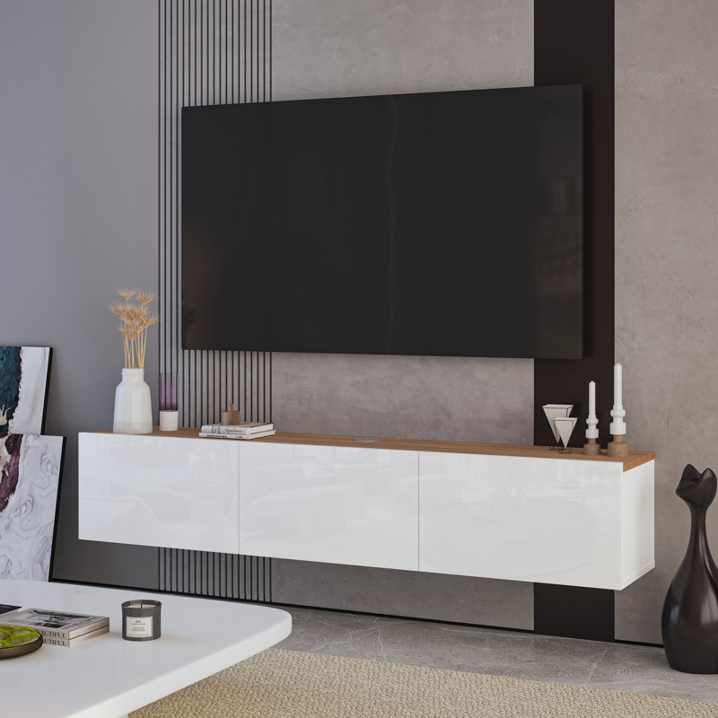 Beverlie TV Stand for TVs up to 78", Glossy White/Brown