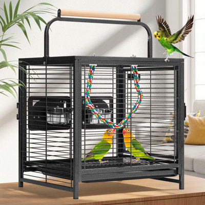 Cage à oiseaux avec perchoir à plateau plat en acier 25,6 po Zora