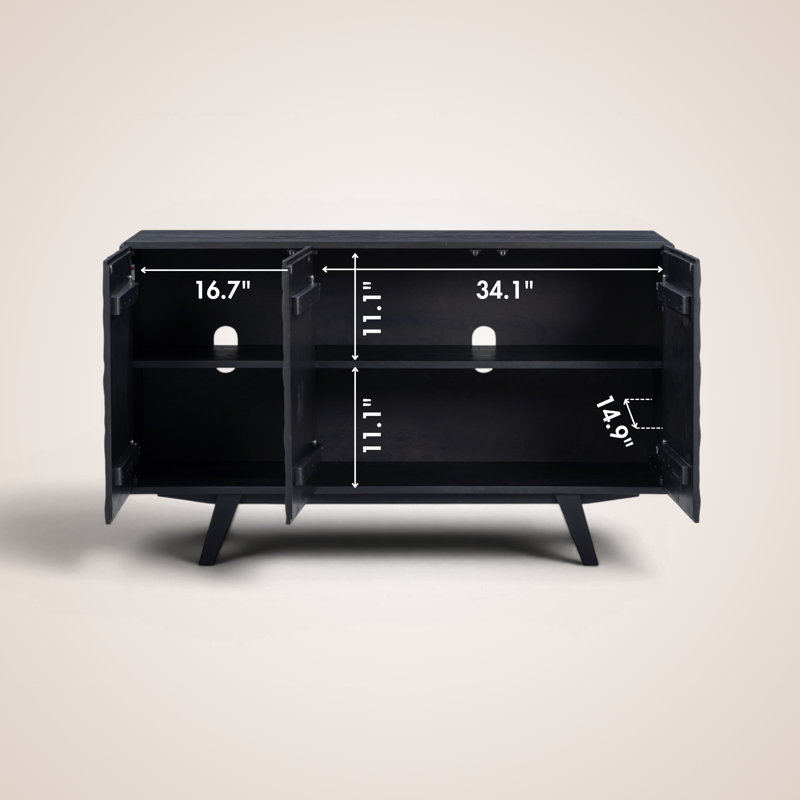  Buffet en bois massif Sapa, Burnt Black