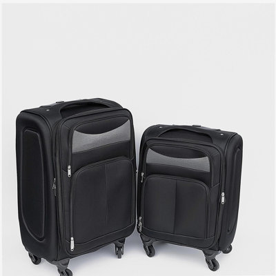 (20+24) Two-piece suitcase suitcase set Oxford trolley case without password lock universal wheel BLACK