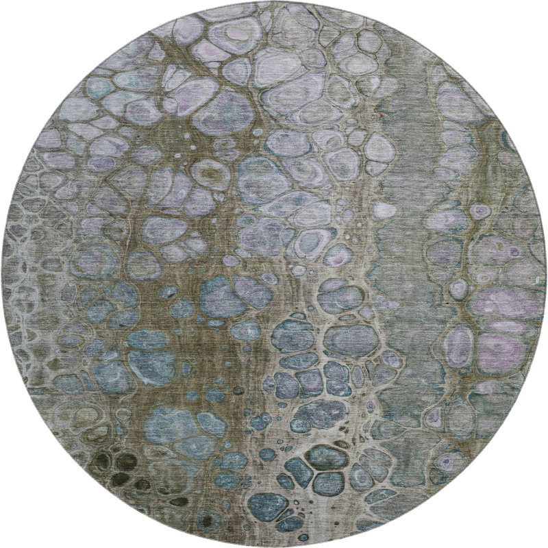 Premium Machine Washable Mayfield AMF1940 Abstract Rug, Round 8'