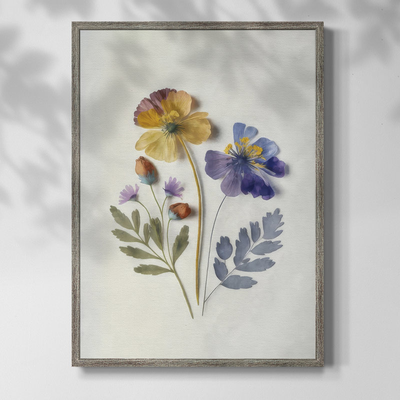 Pressed Flower Memories III, reproduction encadrée - bois massif, H 15 po x l 12 po