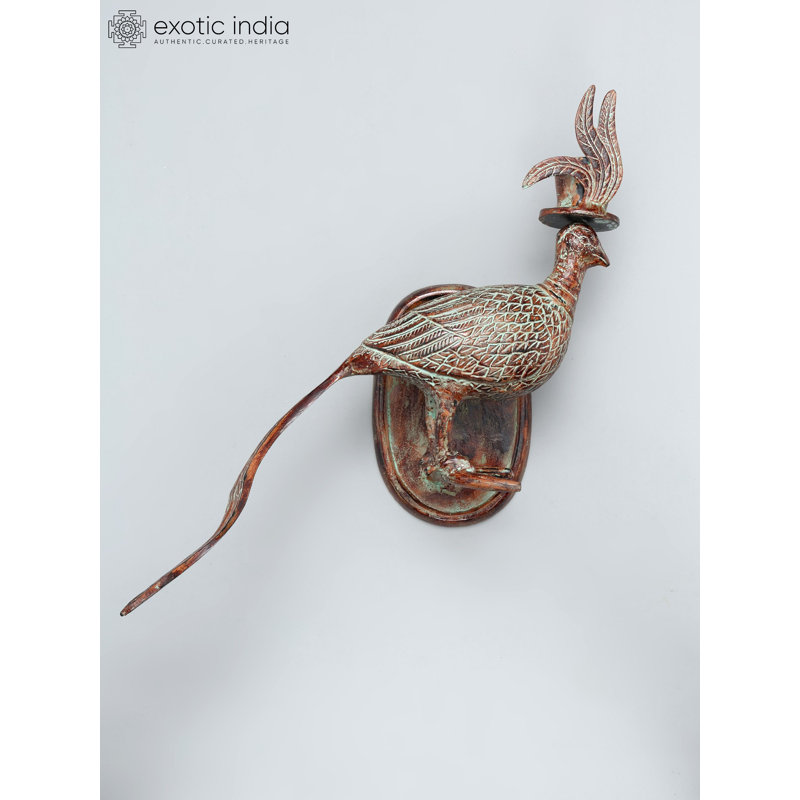  22" Brass Bird Wall Mount, Decorative Nature Inspired Wall Décor