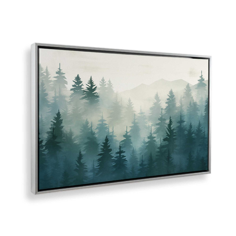 «Forest Mist», reproduction sur toile, H 20,75 po x l 30,75 po x P 1,75 po, Encadrement argenté