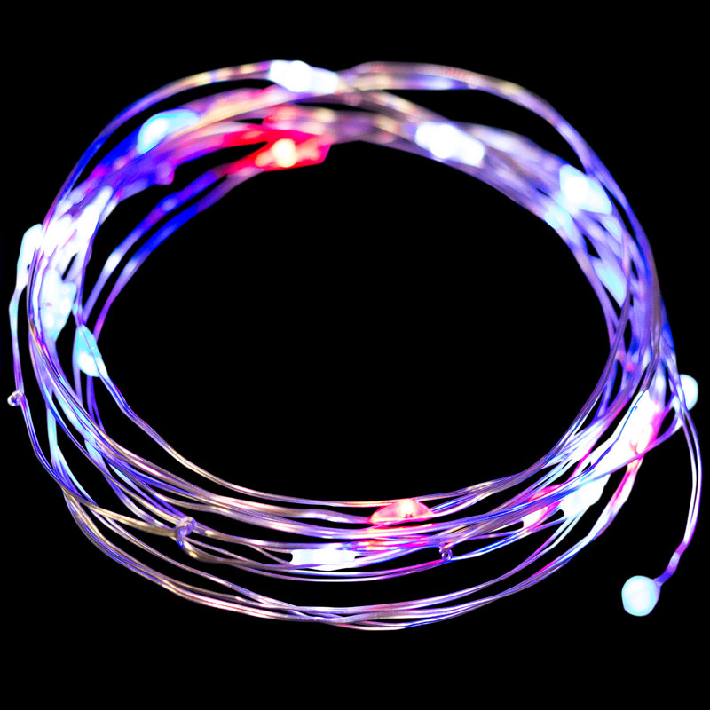 Patriotic LED Micro Fairy Lights - 17' - Red White And Blue - Copper Wire - 50Ct