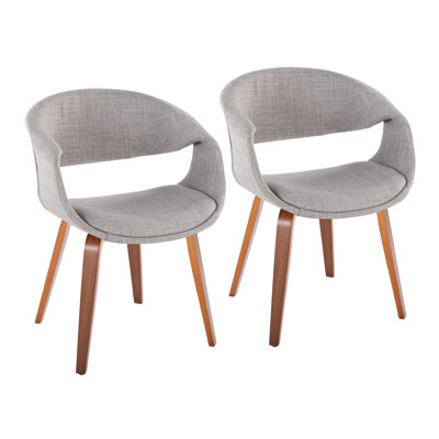 Remi Upholstered Chair With Bent Wood Legs - Set Of 2