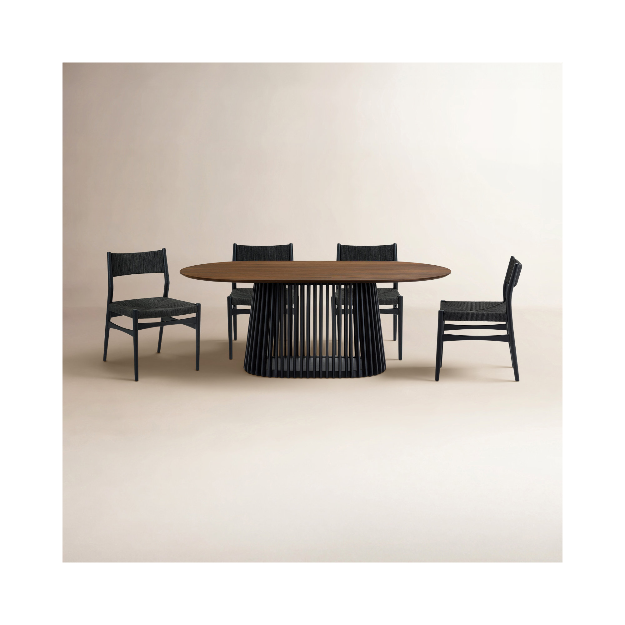 Brysa 5 - Piece Extendable Dining Set, Black, Black, Walnut