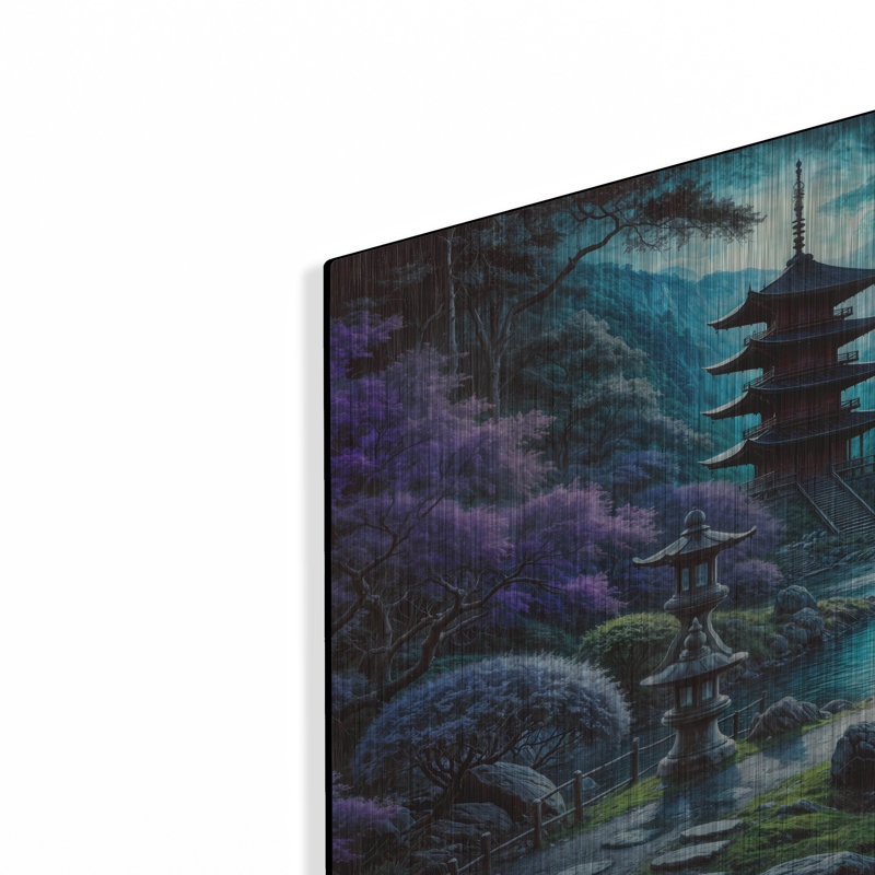  «Dramatic Japanese Garden» par Rey Klimt, art mural en métal, H 12 po x l 24 po