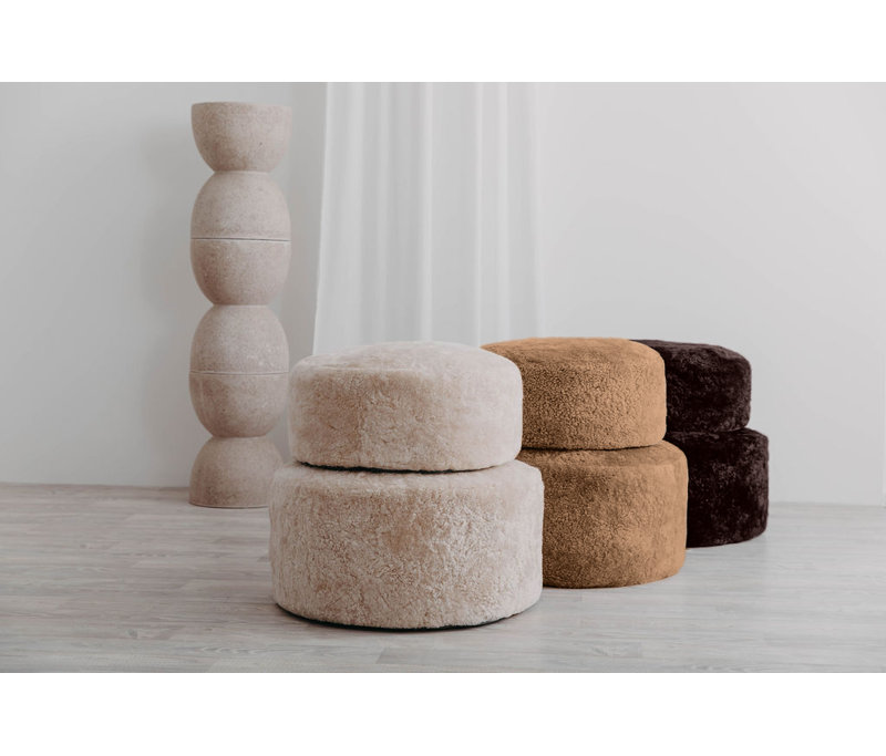  Shorn Curly Sheepskin Ottoman BUTTERSCOTCH, Butterscotch