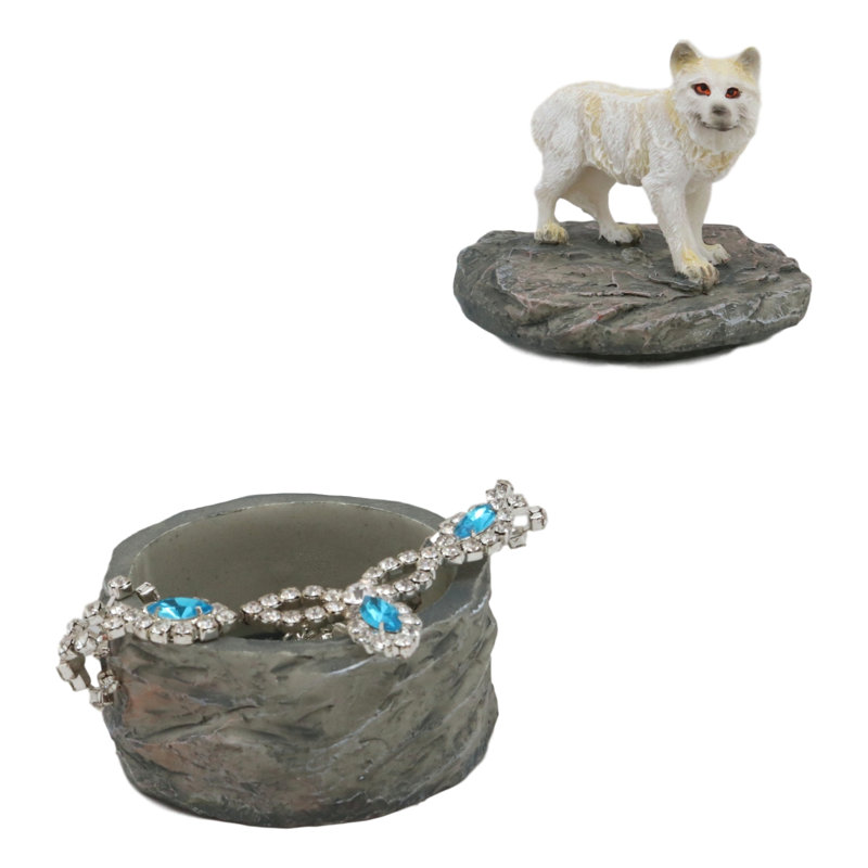 Boîte à bijoux loup snow abino