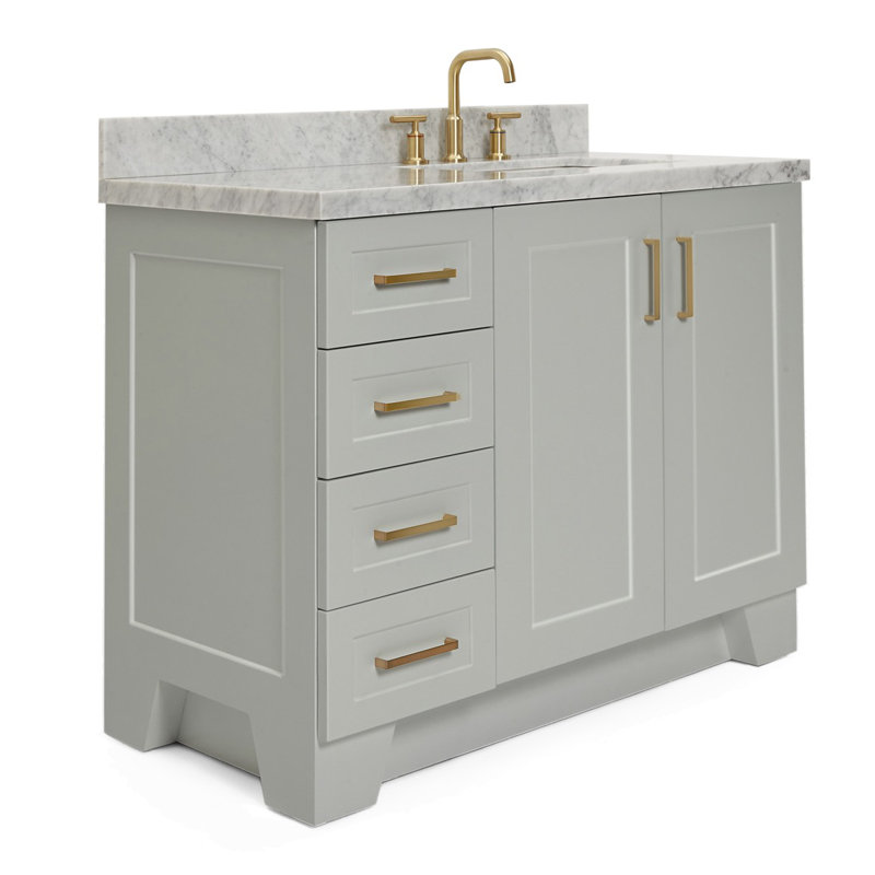 ARIEL TAYLOR 43 IN RIGHT OFFSET RECTANGLE SINK VANITY, Gray, Rectangle, Right