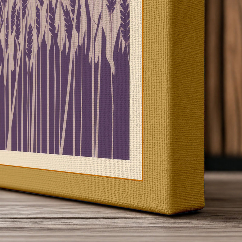 Purple Grain Field Botanical - Wrapped Canvas, 18x12 - 45.7 x 30.5 cm, Ochre Border