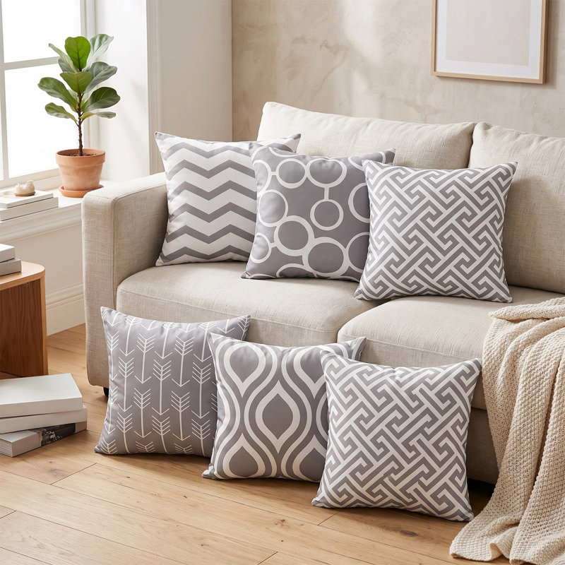 Set of 6 Geometric Throw Pillow Covers